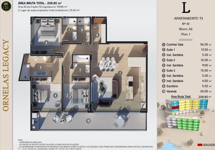 Apartamento T3 para Venda em Calheta Planta 1