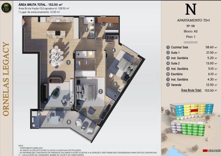 Apartamento T2 para Venda em Calheta Planta 1