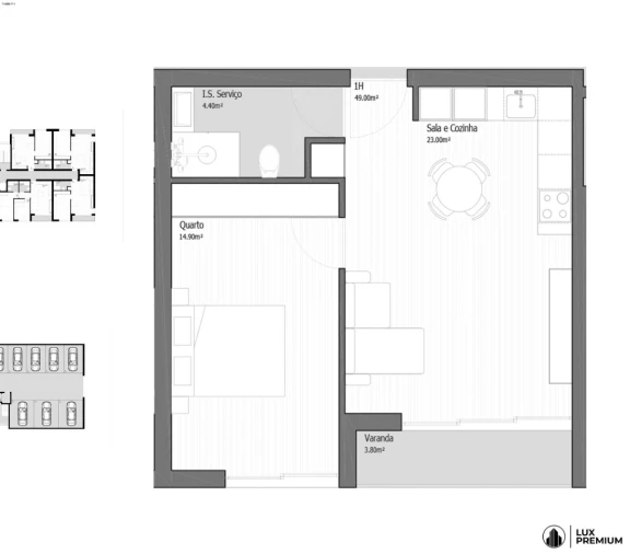 Apartamento T1 para Venda em Vila Praia de Ancora Planta 1