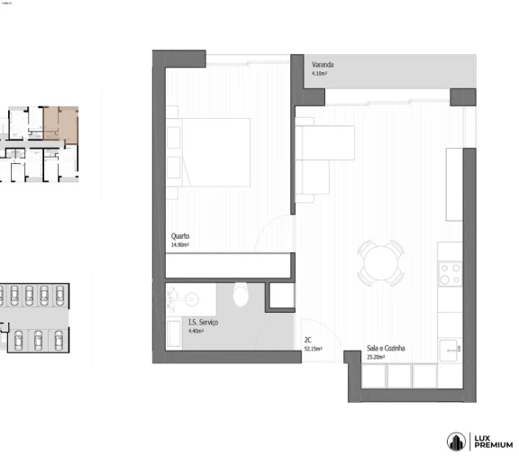 Apartamento T1 para Venda em Vila Praia de Ancora Planta 1