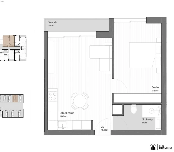 Apartamento T1 para Venda em Vila Praia de Ancora Planta 1