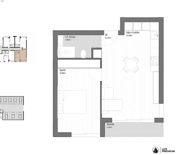Apartamento T1 para Venda em Vila Praia de Ancora Planta 1