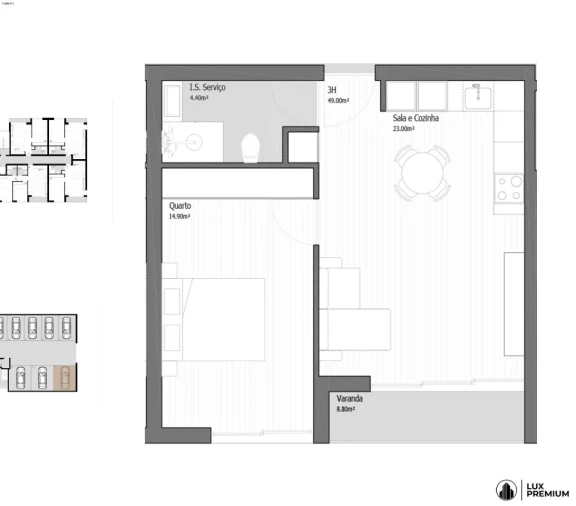 Apartamento T1 para Venda em Vila Praia de Ancora Planta 1