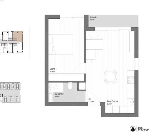 Apartamento T1 para Venda em Vila Praia de Ancora Planta 1