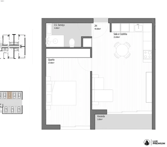Apartamento T1 para Venda em Vila Praia de Ancora Planta 1
