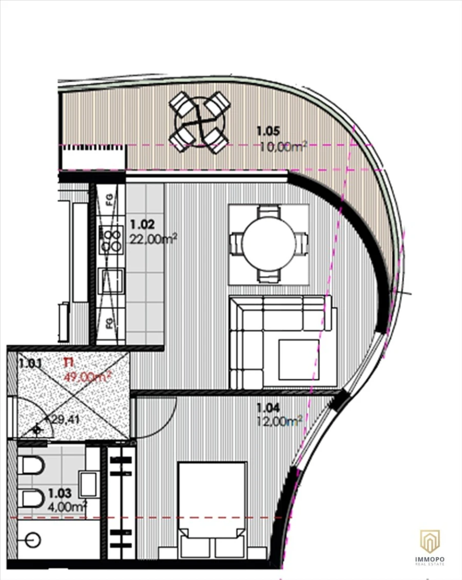 Apartamento T1 para Venda em Canidelo Planta 1