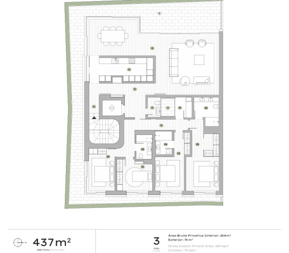 Apartamento T4 para Venda em Aldoar, Foz do Douro e Nevogilde Planta 1