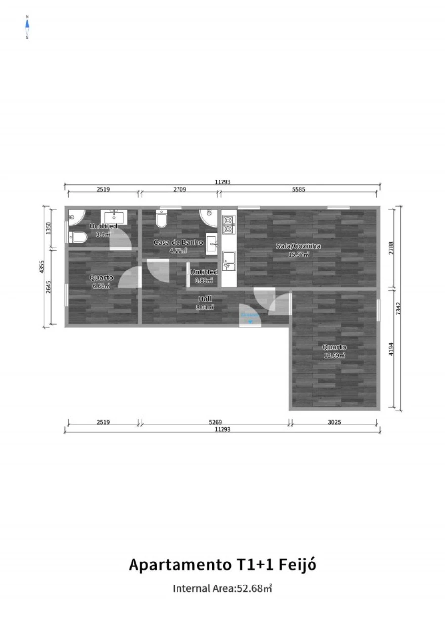 Apartamento T2 para Venda em Laranjeiro e Feijó Planta 1