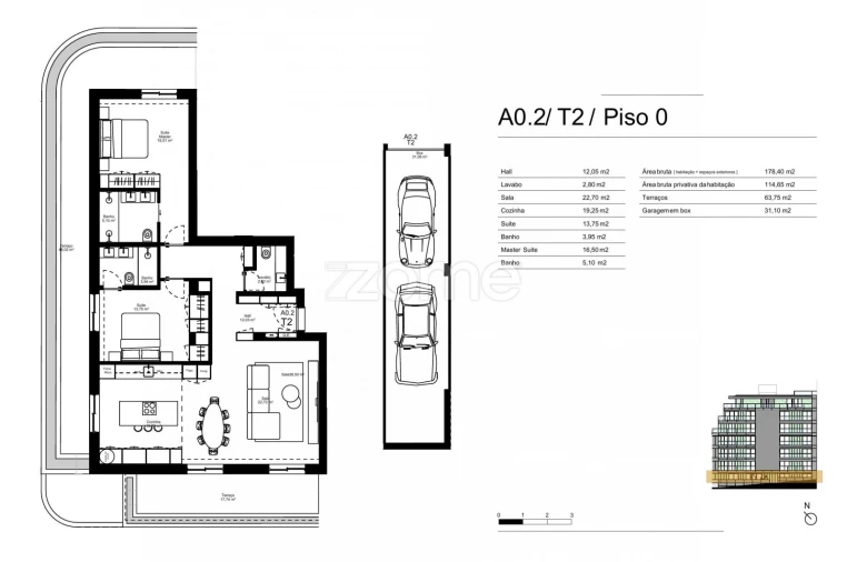 Apartamento T2 para Venda em Gondomar (São Cosme), Valbom e Jovim Planta 1