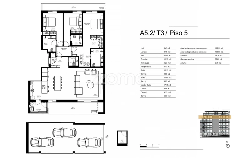 Apartamento T3 para Venda em Gondomar (São Cosme), Valbom e Jovim Planta 1