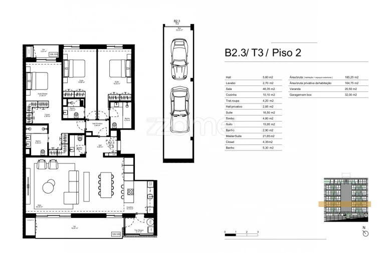 Apartamento T3 para Venda em Gondomar (São Cosme), Valbom e Jovim Planta 1