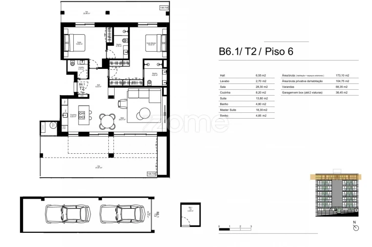 Apartamento T2 para Venda em Gondomar (São Cosme), Valbom e Jovim Planta 1