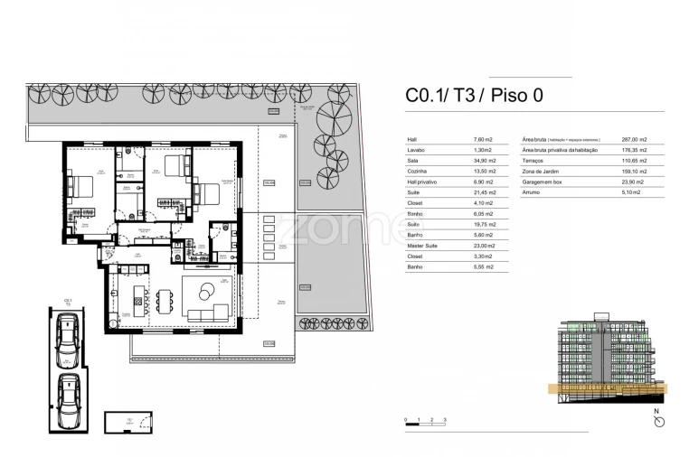 Apartamento T3 para Venda em Gondomar (São Cosme), Valbom e Jovim Planta 1