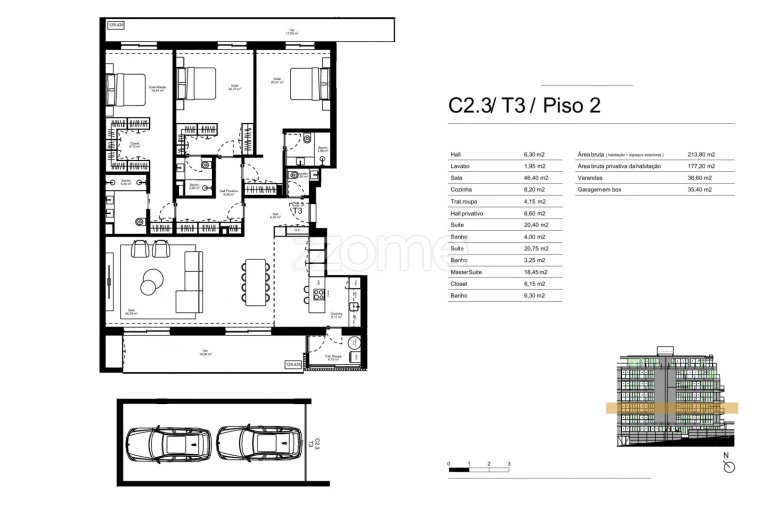 Apartamento T3 para Venda em Gondomar (São Cosme), Valbom e Jovim Planta 1
