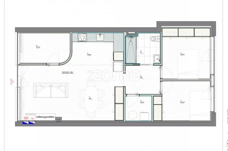 Apartamento T3 para Venda em Caldelas Planta 1