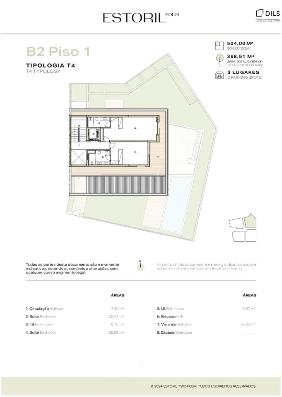 Moradia T4 para Venda em Cascais e Estoril Planta 1