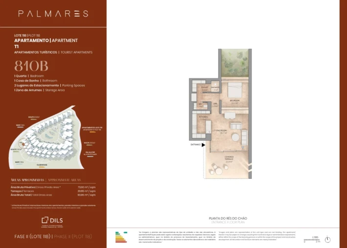 Apartamento T1 para Venda em Odiaxere Planta 1