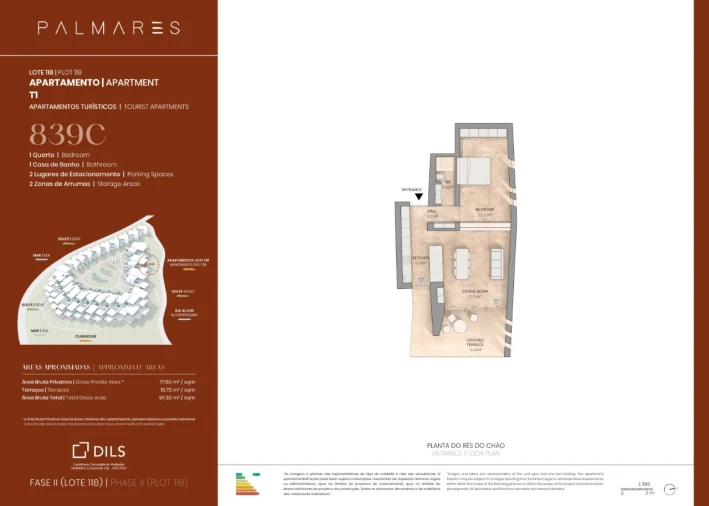 Apartamento T1 para Venda em Odiaxere Planta 1