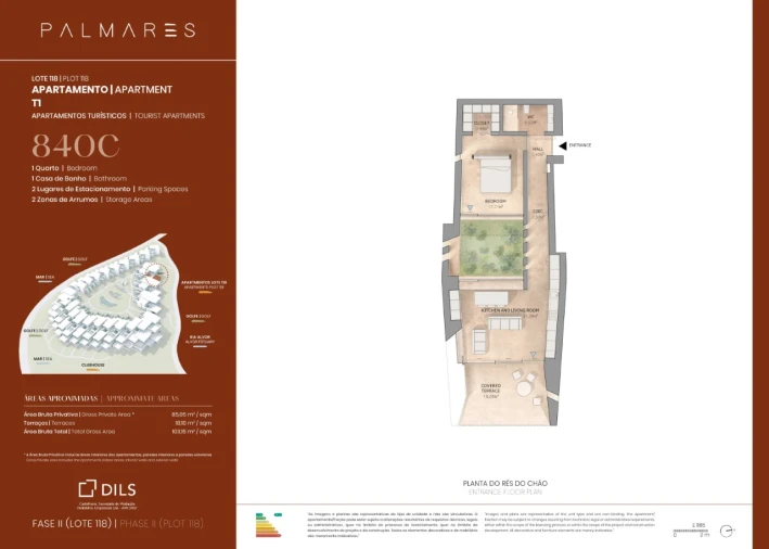 Apartamento T1 para Venda em Odiaxere Planta 1