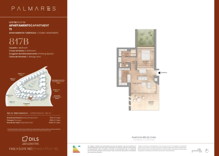 Apartamento T1 para Venda em Odiaxere Planta 1