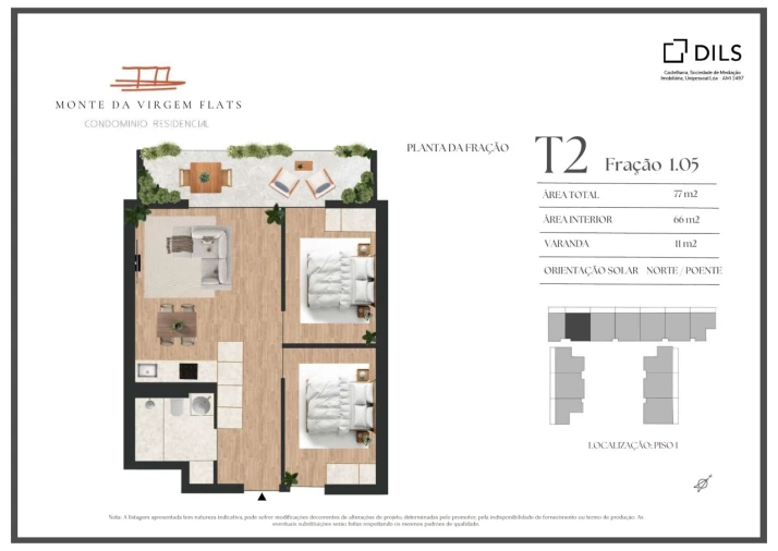 Apartamento T2 para Venda em Vilar de Andorinho Planta 1