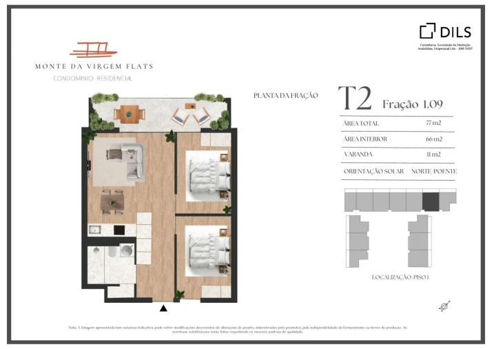 Apartamento T2 para Venda em Vilar de Andorinho Planta 1
