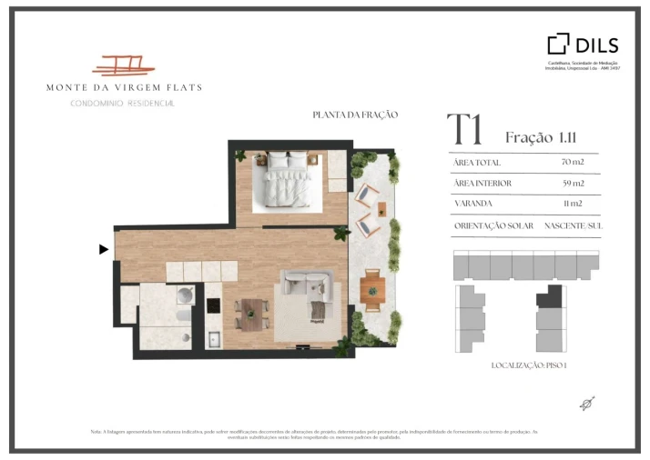 Apartamento T1 para Venda em Vilar de Andorinho Planta 1