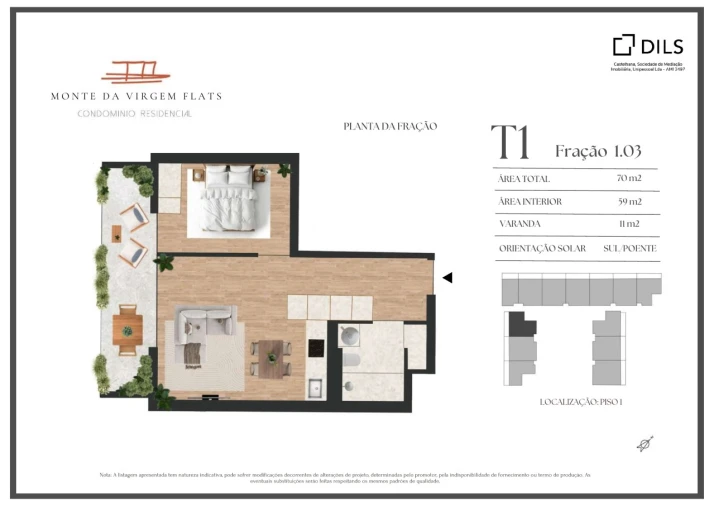Apartamento T1 para Venda em Vilar de Andorinho Planta 1