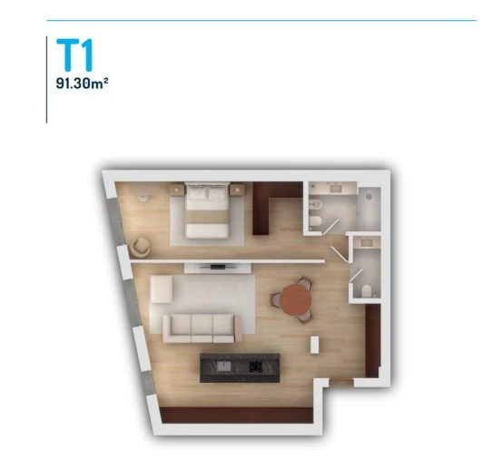 Apartamento T1 para Venda em Vila do Conde Planta 1