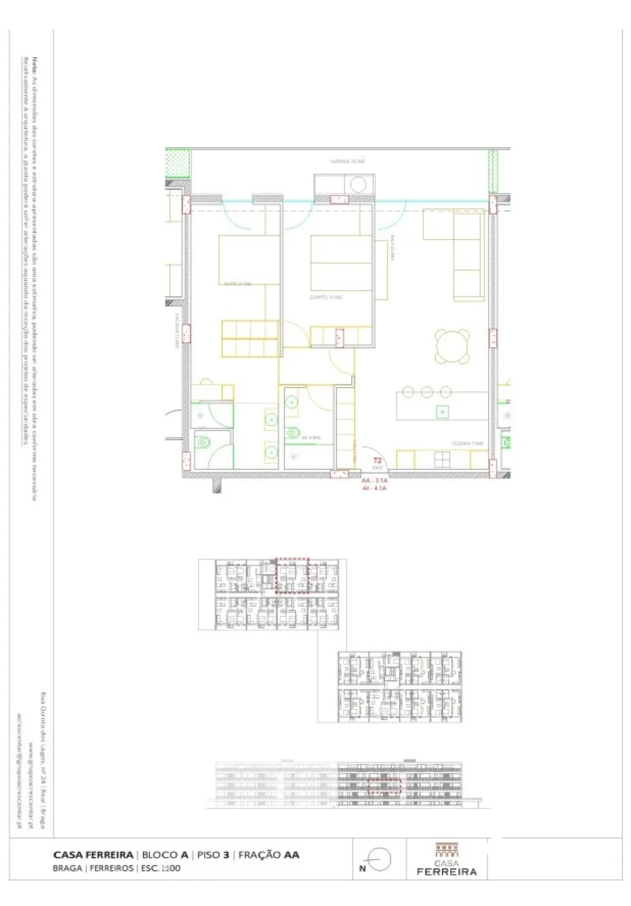 Apartamento T2 para Venda em Real, Dume e Semelhe Planta 1