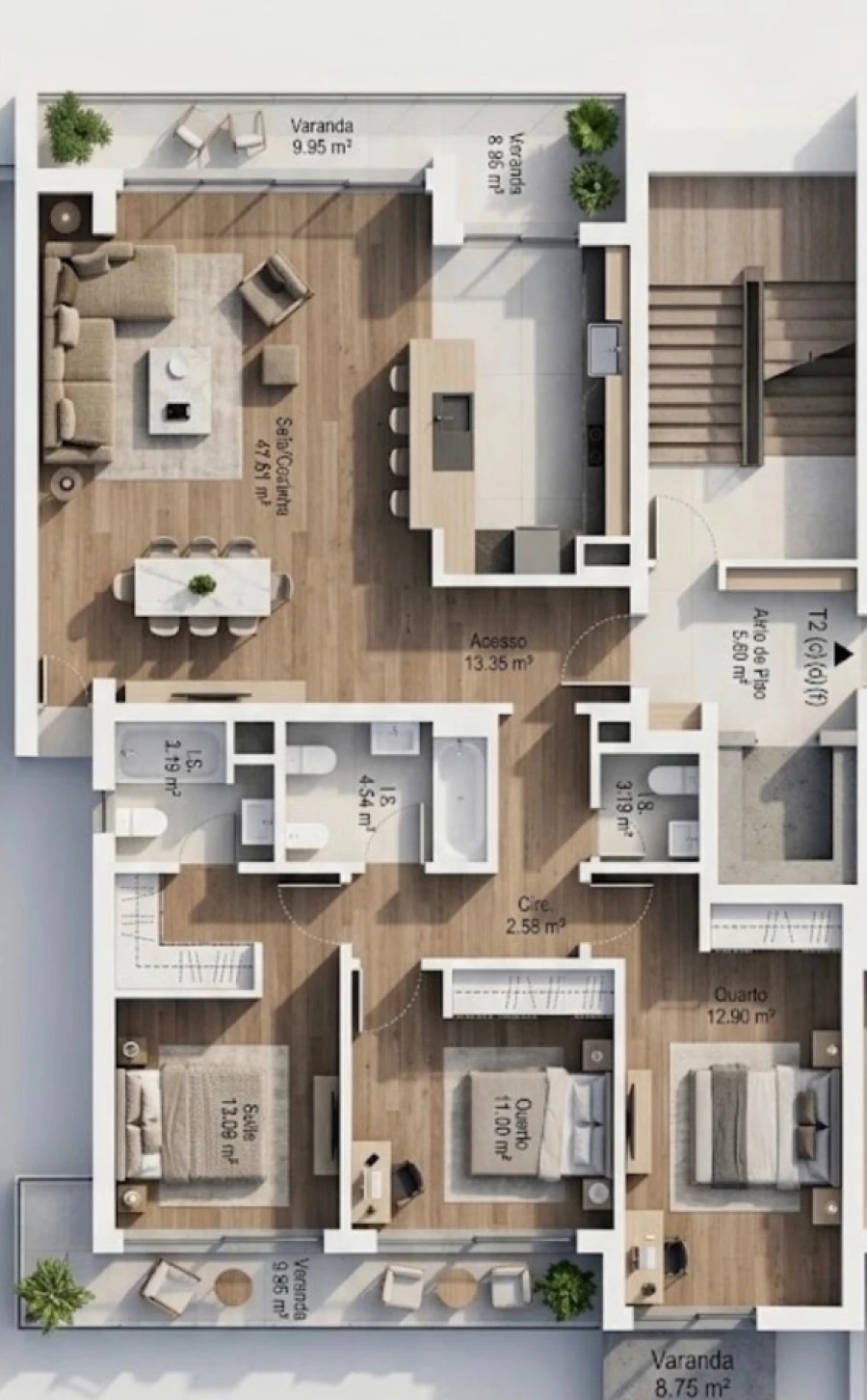 Apartamento T3 para Venda em Vila Real de Santo Antonio Planta 1