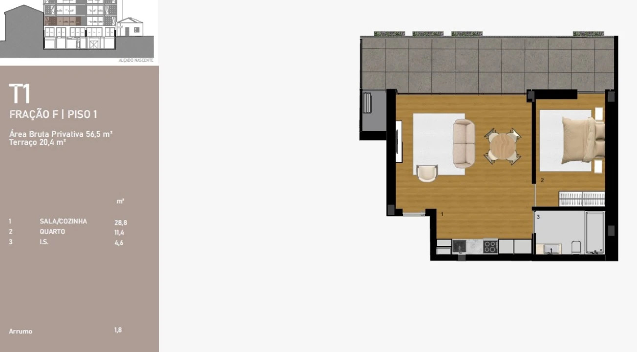 Apartamento T1 para Venda em Custóias, Leça do Balio e Guifões Planta 5
