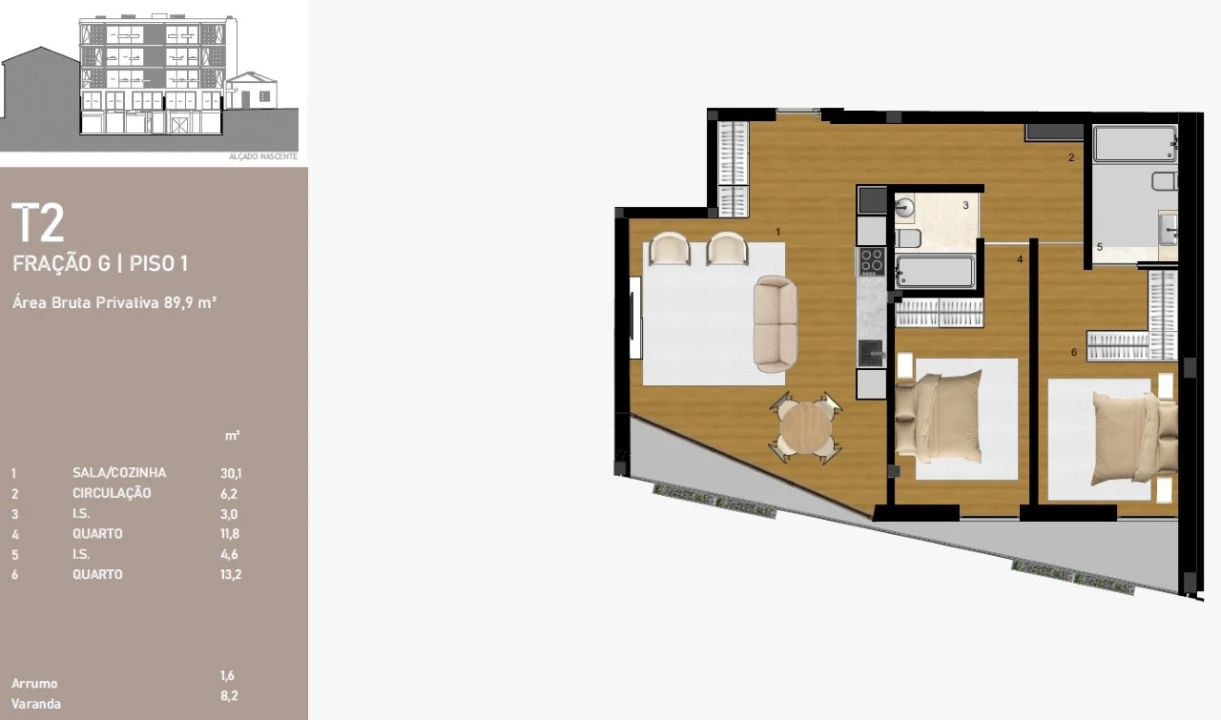 Apartamento T1 para Venda em Custóias, Leça do Balio e Guifões Planta 6