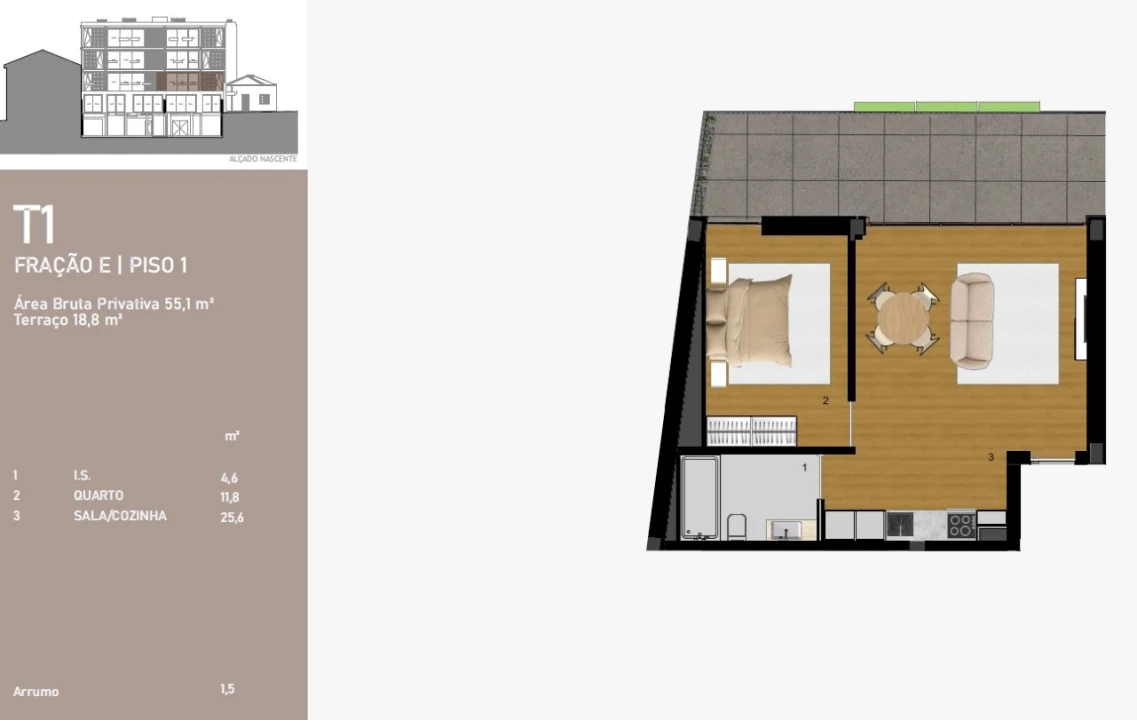 Apartamento T2 para Venda em Custóias, Leça do Balio e Guifões Planta 4