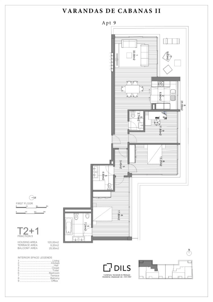 Apartamento T3 para Venda em Conceição e Cabanas de Tavira Planta 1