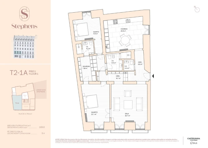 Apartamento T2 para Venda em Misericórdia Planta 1