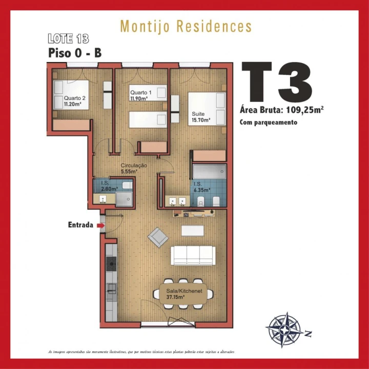 Apartamento T3 para Venda em Montijo e Afonsoeiro Planta 2