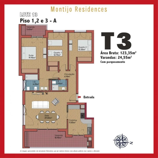 Apartamento T3 para Venda em Montijo e Afonsoeiro Planta 3