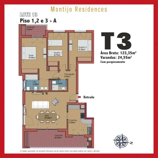 Apartamento T3 para Venda em Montijo e Afonsoeiro Planta 3