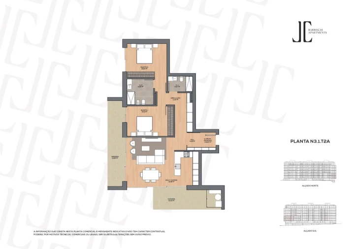 Apartamento T2 para Venda em Glória e Vera Cruz Planta 1
