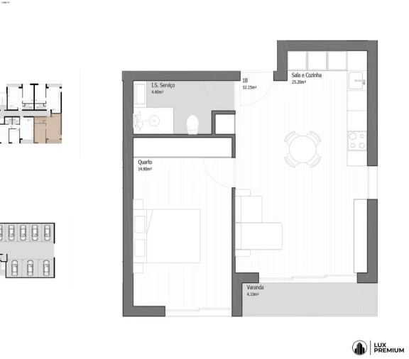 Apartamento T1 para Venda em Vila Praia de Ancora Planta 1