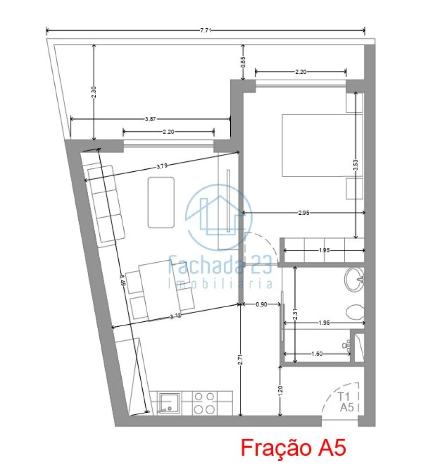 Apartamento T1 para Venda em Vila Nova de Cerveira e Lovelhe Planta 1