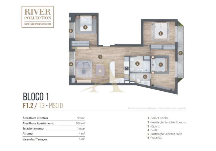 Apartamento T3 para Venda em Aldoar, Foz do Douro e Nevogilde Planta 1