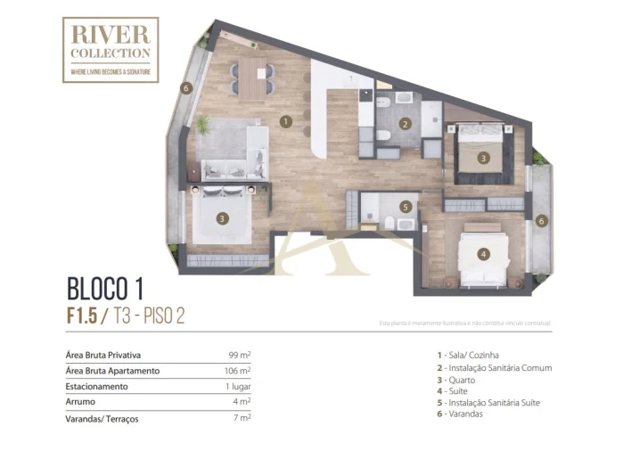 Apartamento T3 para Venda em Aldoar, Foz do Douro e Nevogilde Planta 1
