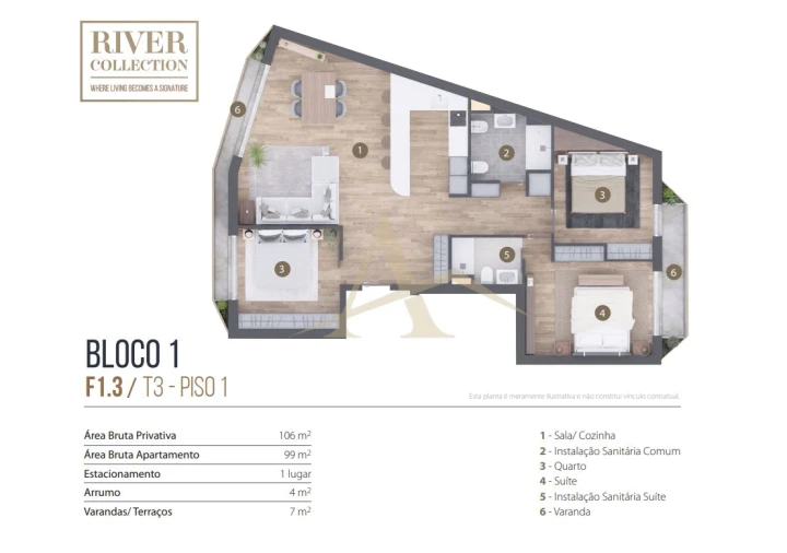 Apartamento T3 para Venda em Aldoar, Foz do Douro e Nevogilde Planta 1