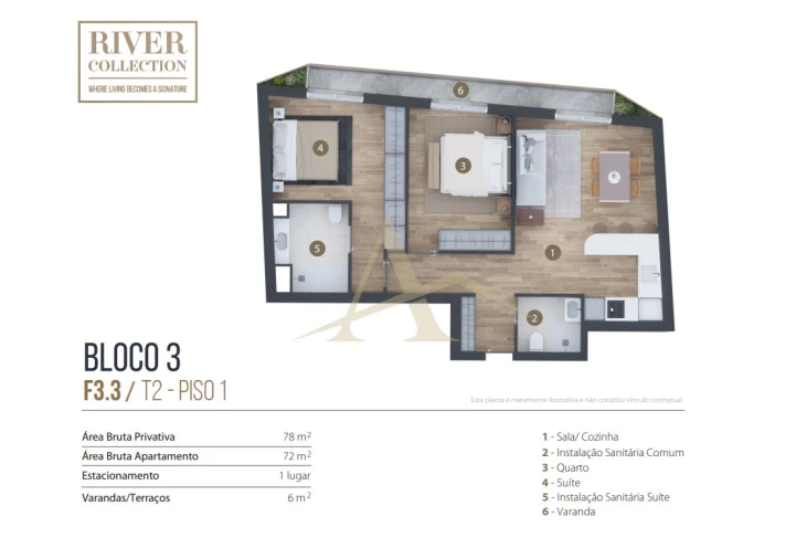 Apartamento T2 para Venda em Aldoar, Foz do Douro e Nevogilde Planta 1
