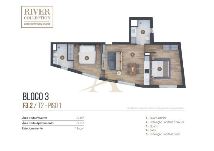 Apartamento T2 para Venda em Aldoar, Foz do Douro e Nevogilde Planta 1