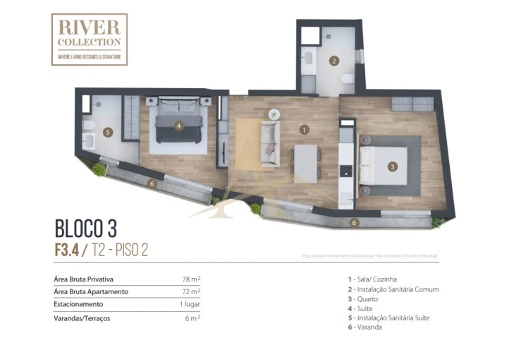 Apartamento T2 para Venda em Aldoar, Foz do Douro e Nevogilde Planta 1