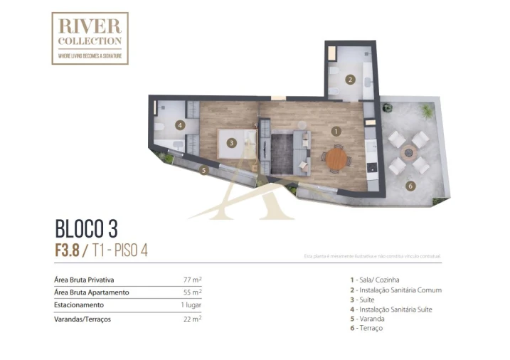 Apartamento T1 para Venda em Aldoar, Foz do Douro e Nevogilde Planta 1
