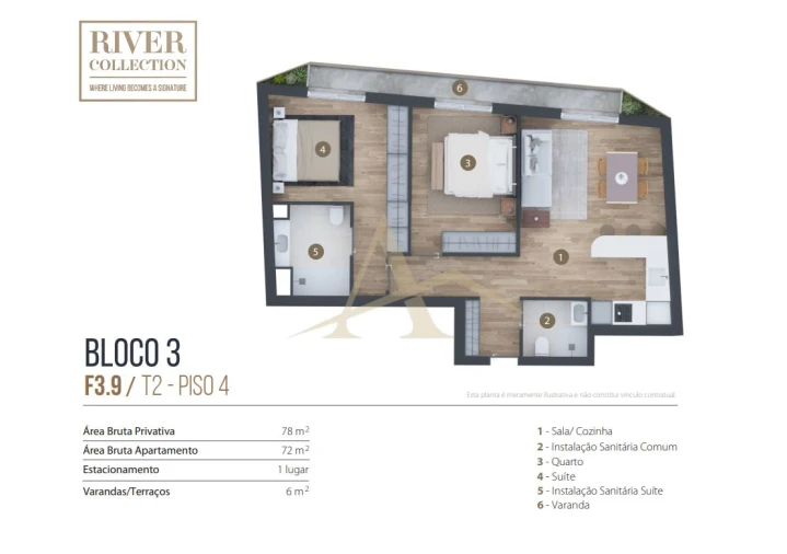 Apartamento T2 para Venda em Aldoar, Foz do Douro e Nevogilde Planta 1